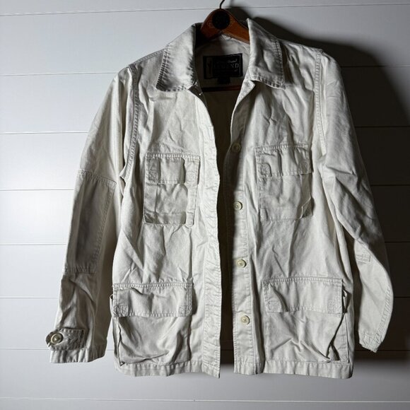 Eddie Bauer Legend 100% Cotton Field Jacket Button Down Light Tan Sz Medium - Picture 1 of 10